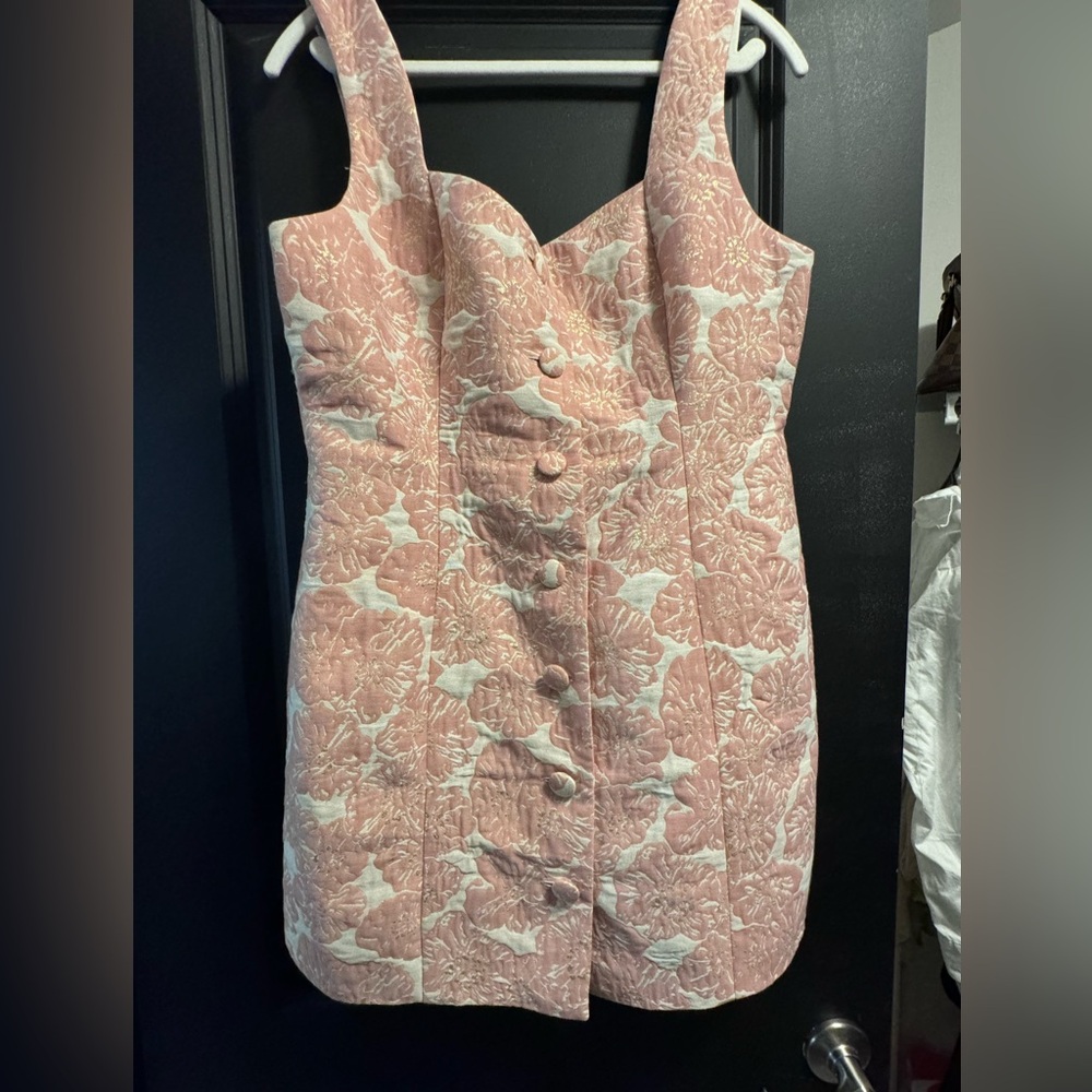 ASOS pink jacquard mini dress